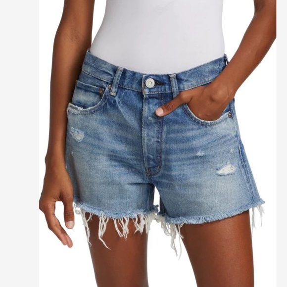 NEW  Moussy Vintage Sizes 27, 31 Women's Calumet High Rise Shorts - Blue - Picture 1 of 6